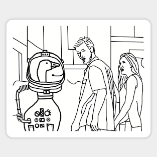 Distracted Boyfriend Meme Sci Fi Astronaut Goose Line Drawing Magnet